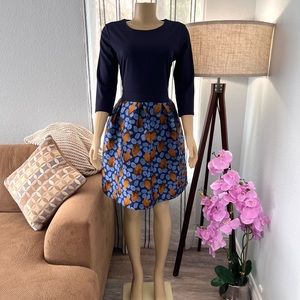 Vintage Yishiqi Fit & Flare Dress Size XXL Leaf Design Back Zip Stretch